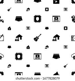 modern icons pattern seamless. Included editable filled Cryptography, Guitar playing, Video marketing, skirt, Real estate service, Video blog icons. modern icons for web and mobile.