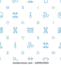 modern icons pattern seamless white background. Included editable outline trowel, slider, T shirt, axle with propeller, dna, fan, wheel icons. modern icons for web and mobile.