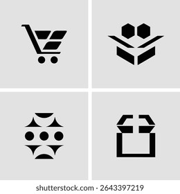 Modern icons representing shopping delivery and packaging for ecommerce and retail business