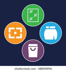 modern icons set. Set of 4 modern filled icons such as window, skirt, center focus