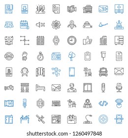 modern icons set. Collection of modern with smartphone, button, microphone, calendar, settings, satellite, desk, window, robot, coding, jacket. Editable and scalable modern icons.