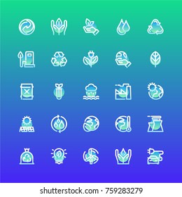 Modern icons set of ecology nature and green energy