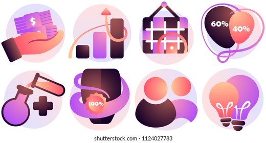 Modern icons set. Vector illustration. Technology icons in gradient style. Graphic design. Digital art. Cartoon set. 10