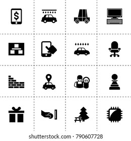 Modern icons. vector collection filled modern icons. includes symbols such as planning, chip tuning, car wash, car pin, pc, chair. use for web, mobile and ui design.