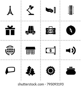 Modern icons. vector collection filled modern icons. includes symbols such as car mirror, table lamp, car, money case, wallet. use for web, mobile and ui design.
