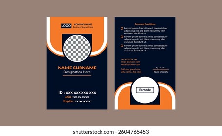 Modern ID Badge Design. Trendy Template Display for Promotional Campaign.