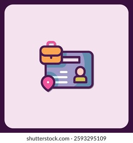 Modern ID Card Design with Briefcase and Location Pin Illustration