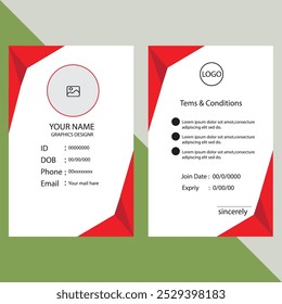 Diseño moderno de la tarjeta de identificación color rojo