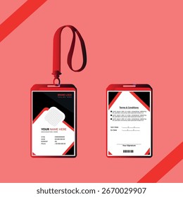 Diseño moderno de la tarjeta de identificación con rojo y negro 