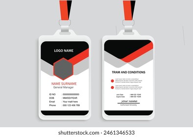 Modern ID card design template. Corporate identity card design. Professional employee id card. Vector