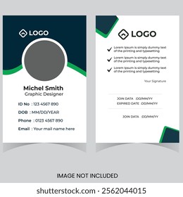 Modern ID card design template. Corporate identity card design. Professional employee id card. Vector