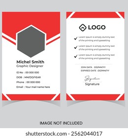 Modern ID card design template. Corporate identity card design. Professional employee id card. Vector