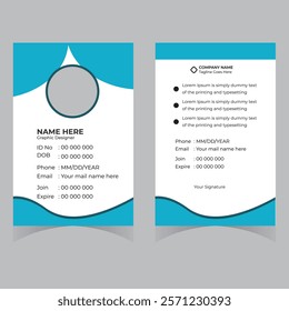 Modern ID card design template. Corporate identity card design. Professional employee id card. Vector