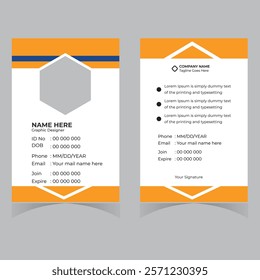 Modern ID card design template. Corporate identity card design. Professional employee id card. Vector