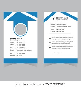 Modern ID card design template. Corporate identity card design. Professional employee id card. Vector