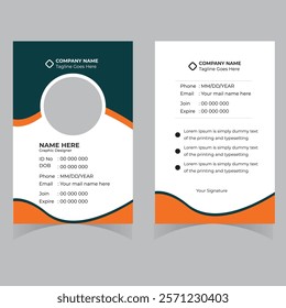 Modern ID card design template. Corporate identity card design. Professional employee id card. Vector