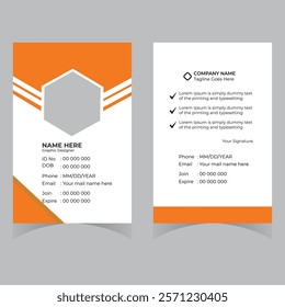 Modern ID card design template. Corporate identity card design. Professional employee id card. Vector