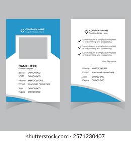 Modern ID card design template. Corporate identity card design. Professional employee id card. Vector