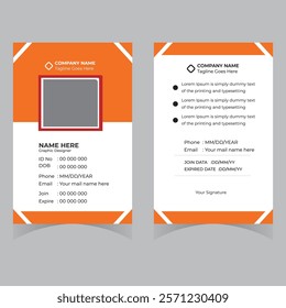 Modern ID card design template. Corporate identity card design. Professional employee id card. Vector