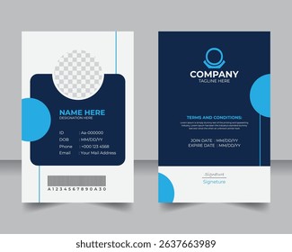 Modern ID Card Design Template, Professional Employee Identity Card, Corporate ID Card, Clean and Modern Employee Badge Design
