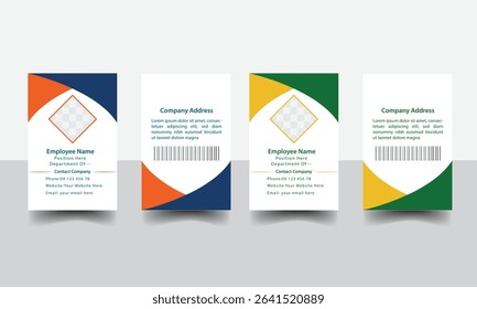 Modern ID card design template. Corporate identity card design. Professional employee id card