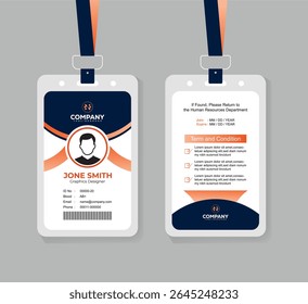 Modern ID Card Design Template for Office Staff and Corporate Professionals with Editable Layout 