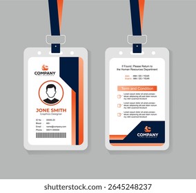 Modern ID Card Design Template for Office Staff and Corporate Professionals with Editable Layout 