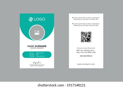 
Modern ID Card Template with an author photo place. Office Id Card Layout Two Sided. Employee Id Card for Your Business or Company.