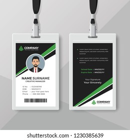 Modern ID card template with green details