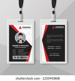 Modern ID card template with red details