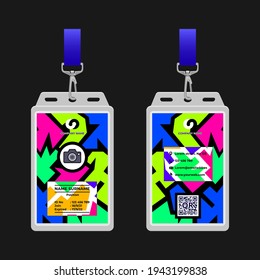 Modern id pass cards template. Corporate identification badges with photos and names of employees. Identity concept for layout design