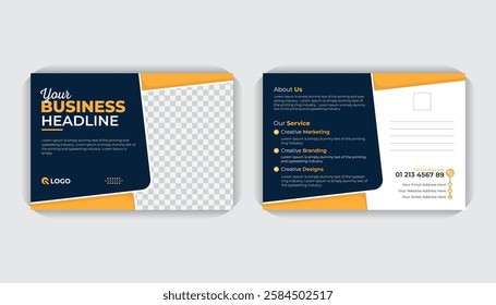 Modern Idea and creative style Double sided Landscape poster, creative business solution marketing agency business postcard or modern flyer template
