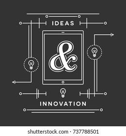 Modern Ideas and Innovation Social Media Mobile Web Development App Design, Innovation Background, Light Bulb Icon, Ideas Background, Think Outside of The Box, Ampersand Background Vector Illustration