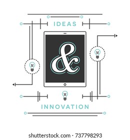 Modern Ideas and Innovation Social Media Mobile Web Development App Design, Innovation Background, Light Bulb Icon, Ideas Background, Think Outside of The Box, Ampersand Background Vector Illustration