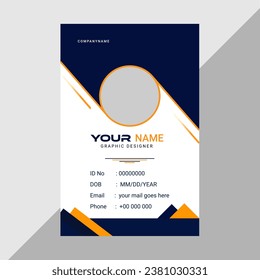 Modern Identity Card With Blue Navy and Jackfruit color Id card template design Abstract Liquid