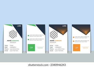 Tarjeta De Identidad Moderna Con Líquido Resumen De La Marina Azul Gradiente. Resumen Diseño de tarjeta de identificación azul geométrica, vector de plantilla de tarjeta de identidad profesional. plantilla de id. corporativo profesional,id. limpio 