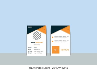 Tarjeta De Identidad Moderna Con Líquido Resumen De La Marina Azul Gradiente. Resumen Diseño de tarjeta de identificación azul geométrica, vector de plantilla de tarjeta de identidad profesional. plantilla de id. corporativo profesional,id. limpio 