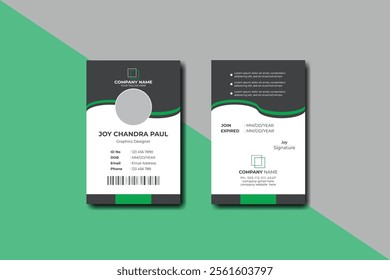 Modern identity card template with flat user interface.
Vector id card template with clasp and lanyard. 
Modern colorful icon collection.
Simple realistic design. 
Creative and minimalist id card.