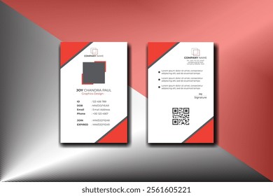 Modern identity card template with flat user interface.
Vector id card template with clasp and lanyard. Modern colorful collection. Simple realistic design. 
Creative and minimalist identity card.