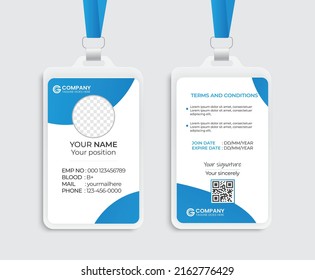 Modern Identity Employee Abstract professional, corporate office Id card design, Simple and Clean ID Card Design Template