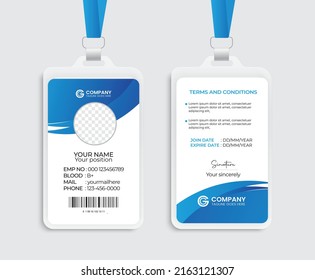 Empleado de identidad moderno Resumen profesional, diseño de tarjeta de identificación de oficina corporativa, plantilla de diseño de tarjeta de identificación simple y limpia