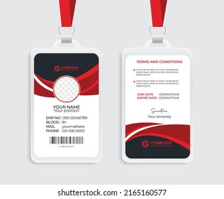 Modern Identity Employee Abstract Professional, Corporate Office Id Card Design, Simple And Clean ID Card Design Template