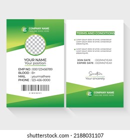 Modern Identity Employee Abstract professional, corporate office Id card design, Simple and Clean ID Card Design Template