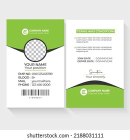 Modern Identity Employee Abstract professional, corporate office Id card design, Simple and Clean ID Card Design Template