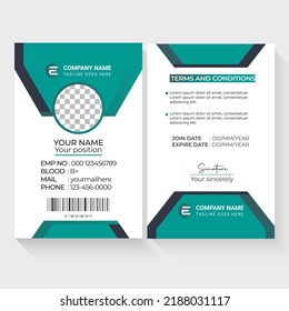 Modern Identity Employee Abstract professional, corporate office Id card design, Simple and Clean ID Card Design Template