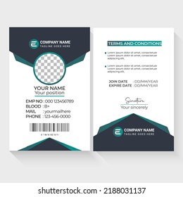 Modern Identity Employee Abstract professional, corporate office Id card design, Simple and Clean ID Card Design Template