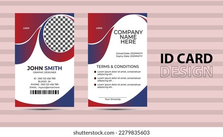 Modern Identity minimalist Corporate Professional ID Card Creative vector design template for your company employee and other.