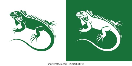 Modern iguana logo vector with a clean reptile mascot design. Premium editable emblem for wildlife, nature, eco branding, business, and creative projects.