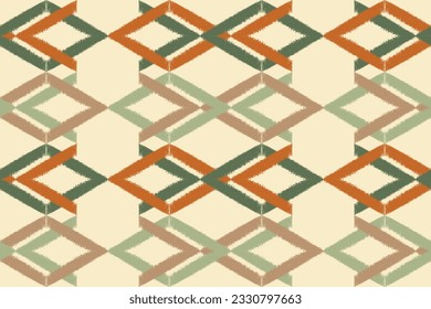 Modern ikat seamless pattern. Ikat chevron geometric ethnic pattern traditional background.Brown green earth tone.Aztec style,embroidery,abstract, vector,illustration. design for texture, fabric, 