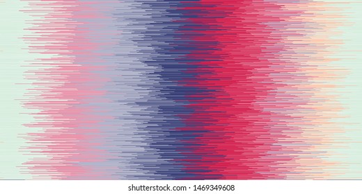 Modern Ikat Vertical Stripe Seamless Repeat Vector Pattern Swatch.  Ancient Indonesian weaving technique. Ombre, gradient, colorful.